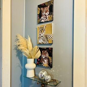 NEW Wildlife Canvas Wall Art Set - Leopard and Tiger
